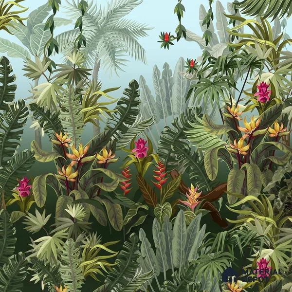 701311 - Colorful Tropical Theme Jhurmut Wallpapers, Customised Indrani Series Soft Feel Tropical Design (Customised Size Wallpaper )
