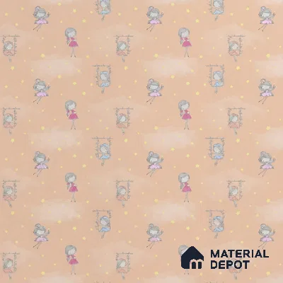 Fairies in the Sky, Wallpaper Design for Girls Room, Peach 10 Meter x 19.68 Inches Canvas Paper Type Wallpaper -54 Sq. Ft. | Minimum 15% wastage during installation