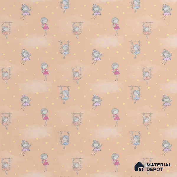 Fairies in the Sky, Wallpaper Design for Girls Room, Peach 10 Meter x 19.68 Inches Canvas Paper Type Wallpaper -54 Sq. Ft. | Minimum 15% wastage during installation