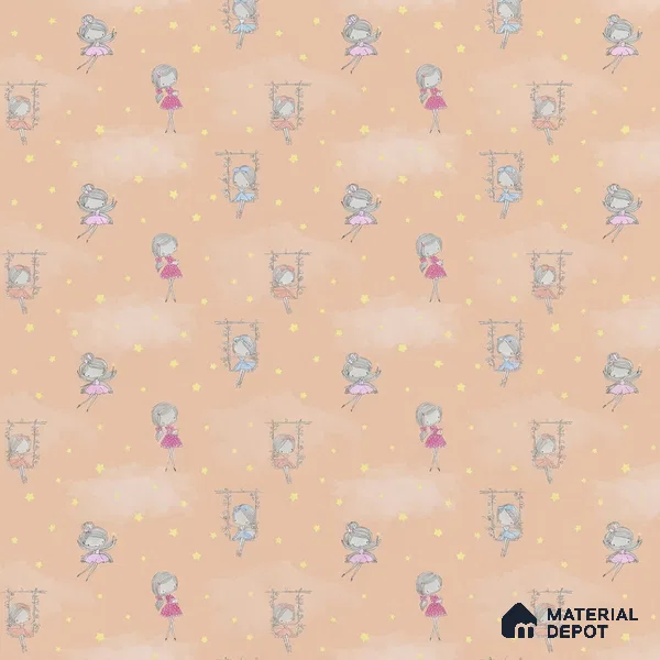 Fairies in the Sky, Wallpaper Design for Girls Room, Peach 10 Meter x 19.68 Inches Soft Feel Paper Type Wallpaper -54 Sq. Ft. | Minimum 15% wastage during installation