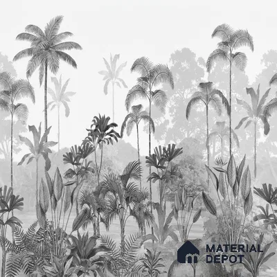 Kaira, Nature Theme Wallpaper for Rooms, Black & White, Customised Sukoon Series Handmade Nature Design (Customised Size Wallpaper)