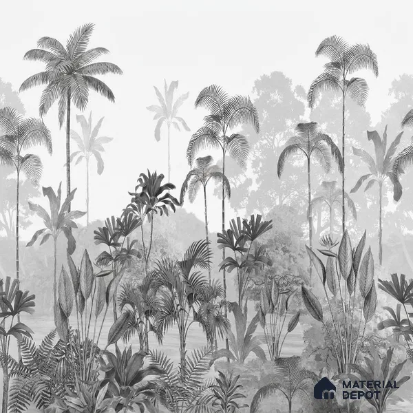 Kaira, Nature Theme Wallpaper for Rooms, Black & White, Customised Sukoon Series Handmade Nature Design (Customised Size Wallpaper)