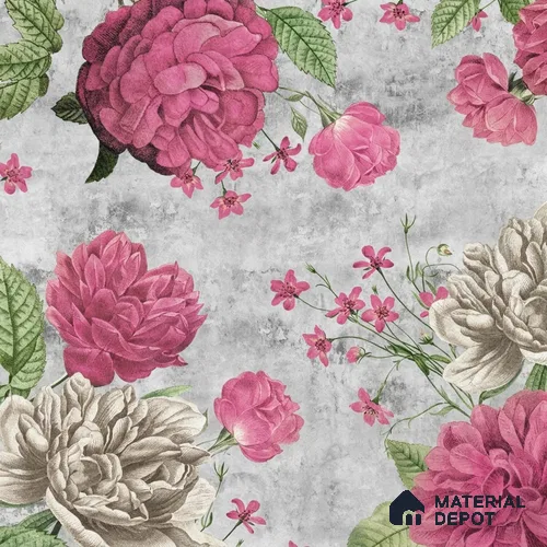 Pink Large Floral Print Wallpaper for Rooms Indrani Series Handmade Florals Design (Customised Size Wallpaper )