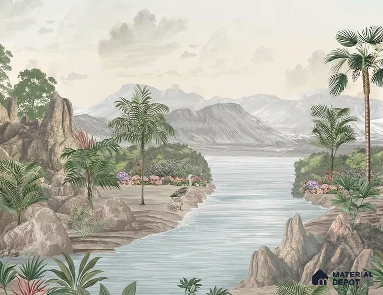 Surmaya, Pleasing Room Wallpaper Design Sukoon Series Handmade Nature Design (Customised Size Wallpaper)