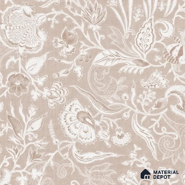 Bahaar Dusty Rose Beige Indian Canvas Floral Wallpaper - 10 Meter x 20 Inches, 54.68 Sq. Ft.