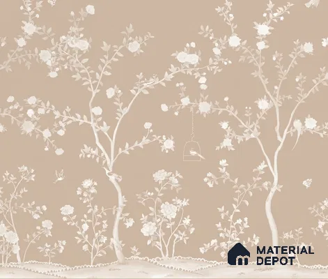 Aura in the Garden Chinoiserie Clay Beige Customized Wallpaper Canvas(Premium)