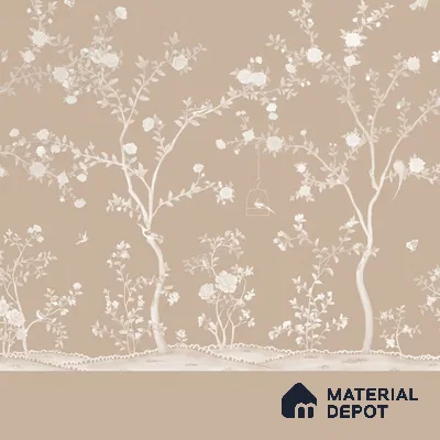 Aura in the Garden Chinoiserie Clay Beige Customized Wallpaper Silk Sheen (Super Luxury)