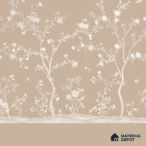 Aura in the Garden Chinoiserie Clay Beige Customized Wallpaper Silk Sheen (Super Luxury)