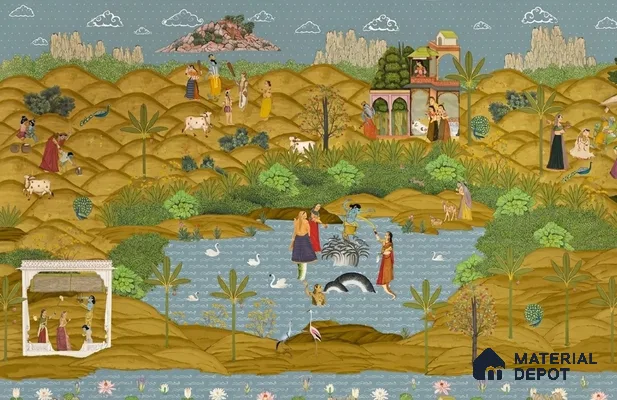 Krishna Leela Customized Wallpaper Silk Sheen (Super Luxury)