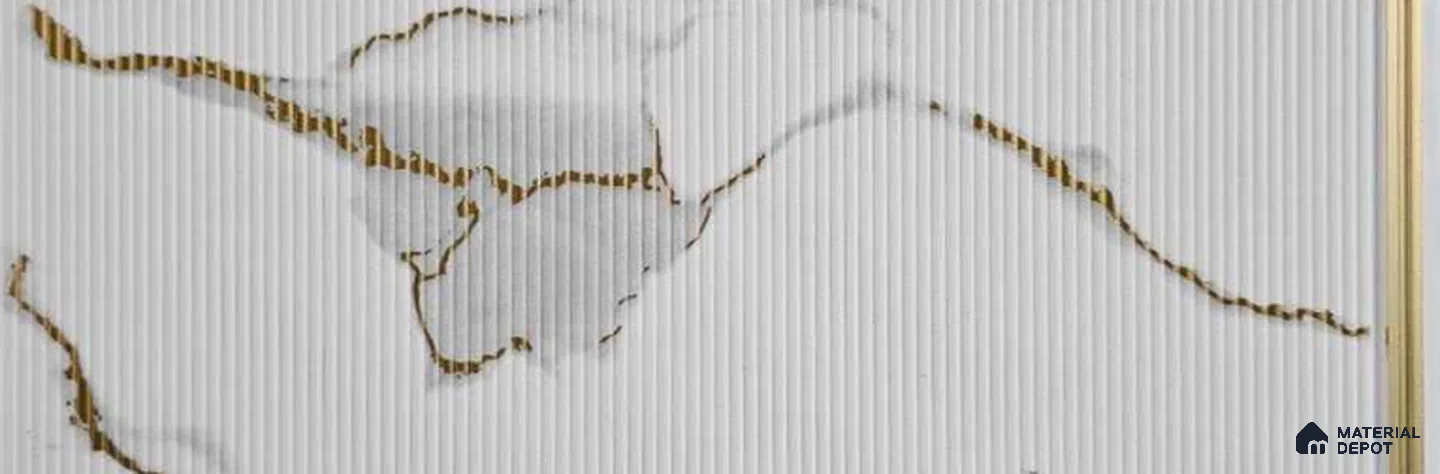 PN 07731 Marble Look Louver 8 ft x 1 ft Texture Finish  - 4 mm | Suitable for Feature Wall, TV Unit & Living Room