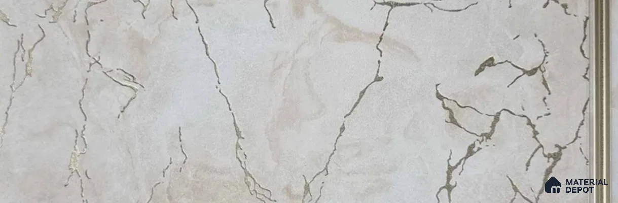 PN 07733 Marble Look Louver 8 ft x 1 ft Texture Finish  - 4 mm | Suitable for Feature Wall, TV Unit & Living Room