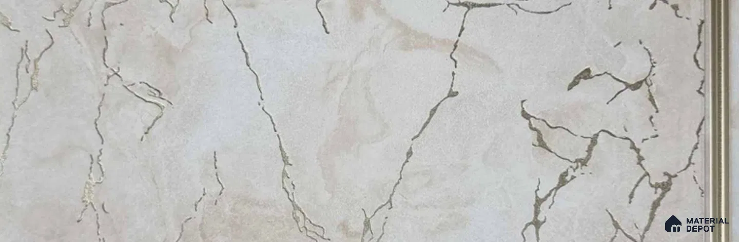 PN 07733 Marble Look Louver 8 ft x 1 ft Texture Finish  - 4 mm | Suitable for Feature Wall, TV Unit & Living Room