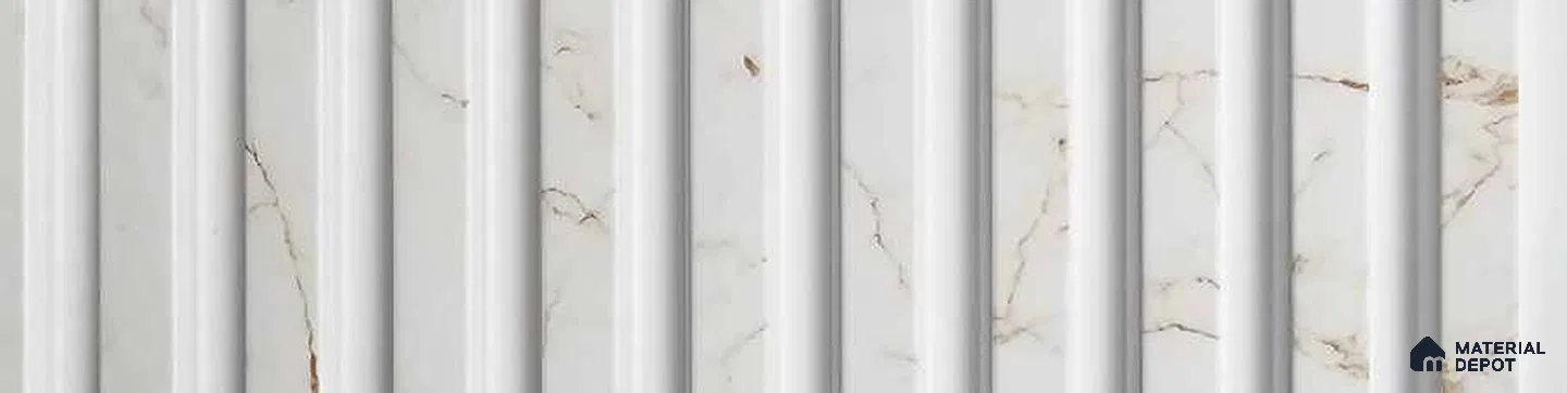 PN 07661 Marble Look Louver 8 ft x 0.83 ft Texture Finish  - 10 mm | Suitable for Feature Wall, TV Unit & Living Room