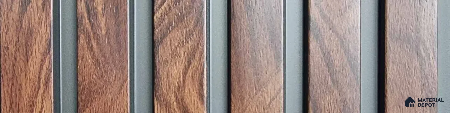 PN 07653 Wood Look Louver 8 ft x 0.83 ft Texture Finish  - 10 mm | Suitable for Feature Wall, TV Unit & Living Room