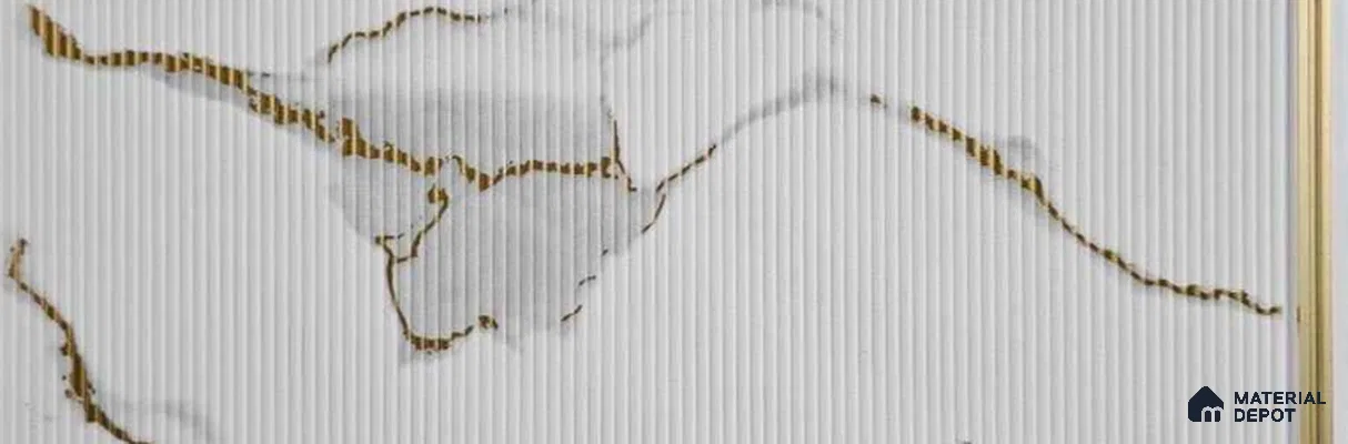 PN 07732 Marble Look Louver 10 ft x 1 ft Texture Finish  - 4 mm | Suitable for Feature Wall, TV Unit & Living Room