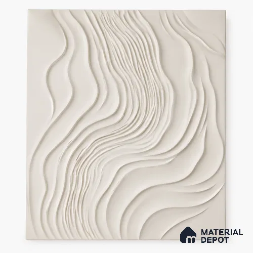 Flowing Waves 3D Carved 9.15 ft x 8.6 ft CNC Made HDHMR Panel - 40 mm
