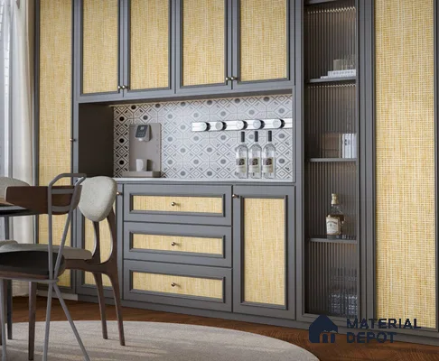 LM 25265 Cane Look Decorative Laminate 11.5 ft x 3 ft Texture Finish  - 1 mm | Suitable for Feature Wall, TV Unit & Living Room