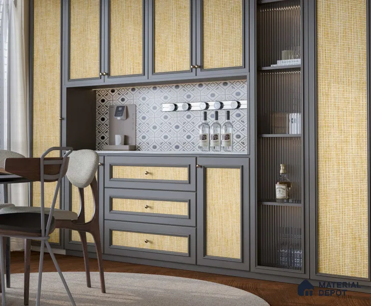 LM 25265 Cane Look Decorative Laminate 11.5 ft x 3 ft Texture Finish  - 1 mm | Suitable for Feature Wall, TV Unit & Living Room