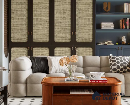 LM 25269 Cane Look Decorative Laminate 11.5 ft x 3 ft Texture Finish  - 1 mm | Suitable for Feature Wall, TV Unit & Living Room