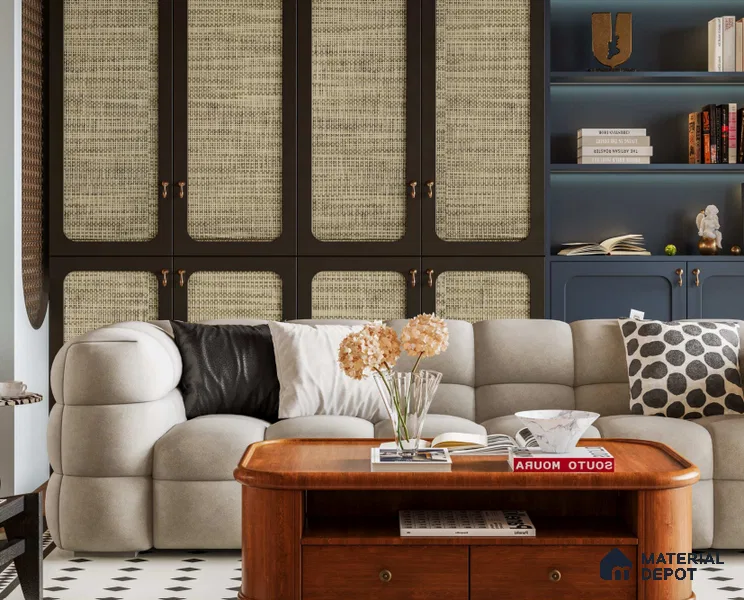 LM 25269 Cane Look Decorative Laminate 11.5 ft x 3 ft Texture Finish  - 1 mm | Suitable for Feature Wall, TV Unit & Living Room