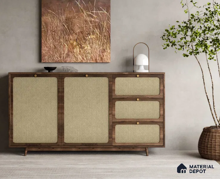 LM 25271 Cane Look Decorative Laminate 11.5 ft x 3 ft Texture Finish  - 1 mm | Suitable for Feature Wall, TV Unit & Living Room