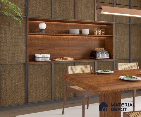 LM 25251 Cane Look Decorative Laminate 11.5 ft x 3 ft Texture Finish  - 1 mm | Suitable for Feature Wall, TV Unit & Living Room