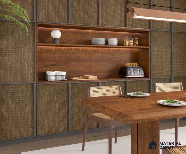 LM 25251 Cane Look Decorative Laminate 11.5 ft x 3 ft Texture Finish  - 1 mm | Suitable for Feature Wall, TV Unit & Living Room