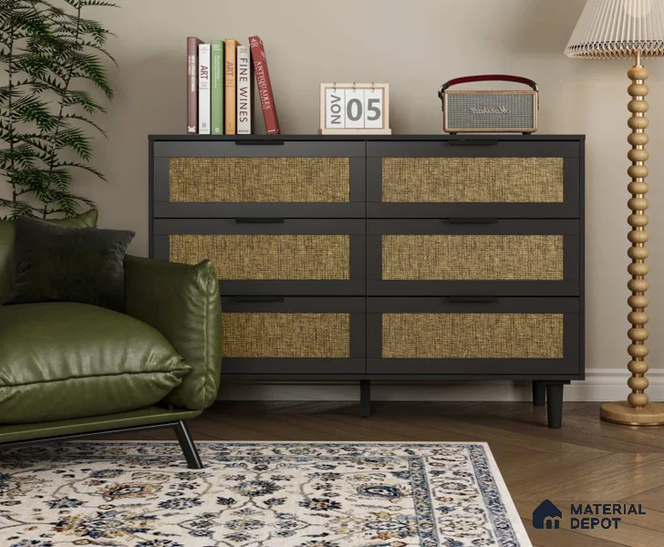 LM 25282 Cane Look Decorative Laminate 11.5 ft x 3 ft Texture Finish - 1 mm | Suitable for Feature Wall, TV Unit & Living Room