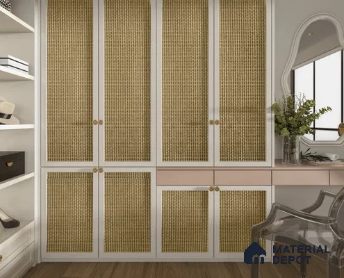 LM 25287 Cane Look Decorative Laminate 11.5 ft x 3 ft Texture Finish  - 1 mm | Suitable for Feature Wall, TV Unit & Living Room