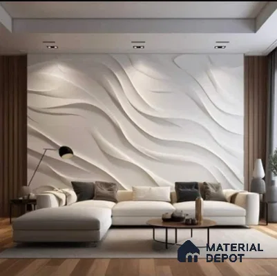 Flowing Waves Textured Wall 6 ft x 6.4 ft HDHMR Panel - 40 mm