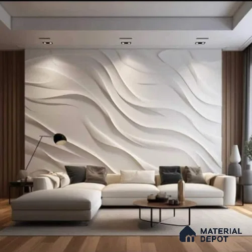 Flowing Waves Textured Wall 6 ft x 6.4 ft HDHMR Panel - 40 mm
