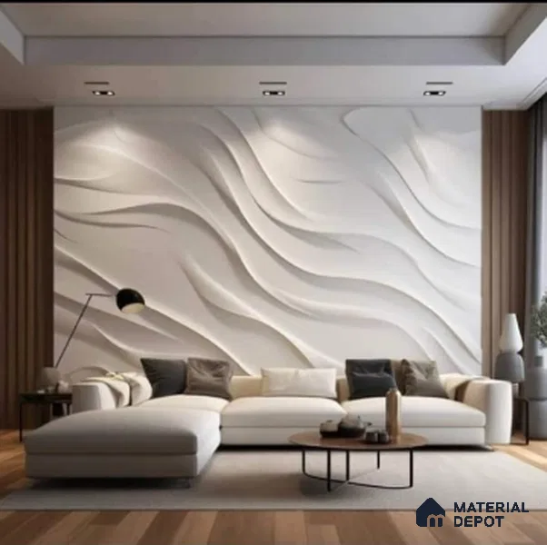 Flowing Waves Textured Wall 6 ft x 6.4 ft HDHMR Panel - 40 mm