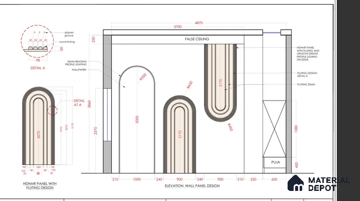 Forest Arch Groove Wall 9 ft x 5 ftHDHMR Panel - 17 mm