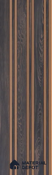 Brown Wooden Louver PN 05550 8 ft x 6 inch Charcoal Panel - 7 mm | Suitable for Feature Wall, TV Unit & Living Room | Width is Subjected to 5% Variation