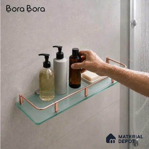 Glass Shelf 9005 GS 612 Rose Gold Swan 6x12 Rose Gold Finish SS 304 | 5 Year Warranty
