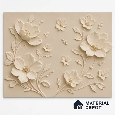 Magnolia Blossom 3D Carved 6 ft x 9 ft CNC Made HDHMR Panel - 40 mm