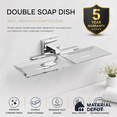 Double Soap Dish 9105-DSD Robiee Chrome Finish SS 304 | 5 Years Warranty