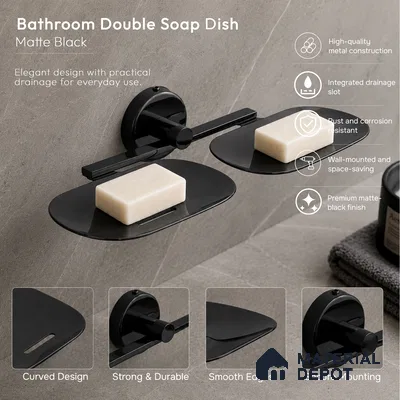 Double Soap Dish 9205-DSD Toucan Black Matt Finish SS 304 | 5 Years Warranty