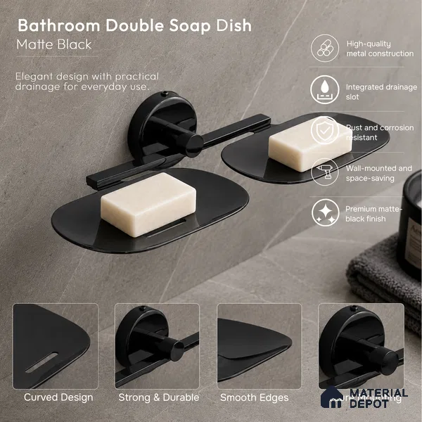 Double Soap Dish 9205-DSD Toucan Black Matt Finish SS 304 | 5 Years Warranty