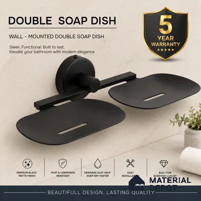 Double Soap Dish 9205-DSD Toucan Black Matt Finish SS 304 | 5 Years Warranty