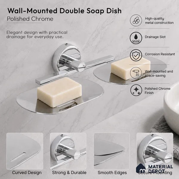 Double Soap Dish 9205-DSD Toucan Chrome Finish SS 304 | 5 Years Warranty