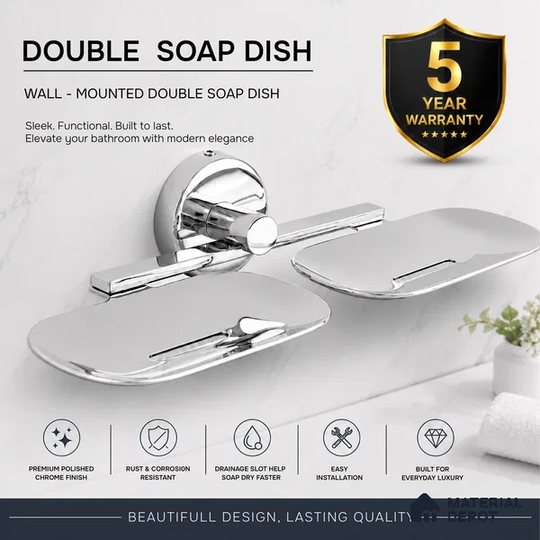 Double Soap Dish 9205-DSD Toucan Chrome Finish SS 304 | 5 Years Warranty