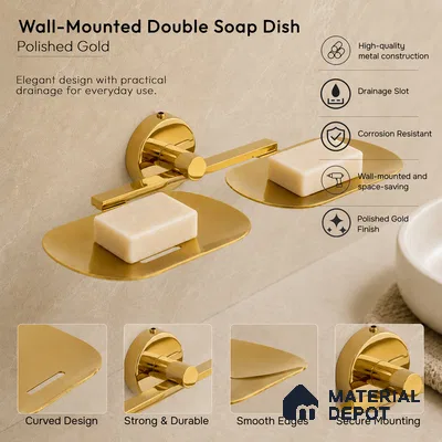 Double Soap Dish 9205-DSD Toucan Gold Finish SS 304 | 5 Years Warranty