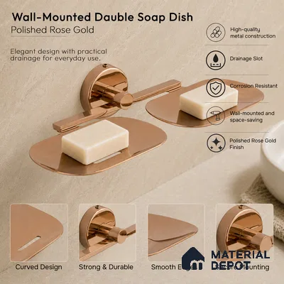Double Soap Dish 9205-DSD Toucan Rose Gold Finish SS 304 | 5 Years Warranty