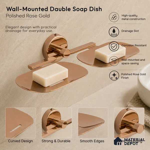 Double Soap Dish 9205-DSD Toucan Rose Gold Finish SS 304 | 5 Years Warranty