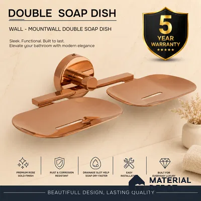 Double Soap Dish 9205-DSD Toucan Rose Gold Finish SS 304 | 5 Years Warranty