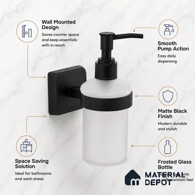Liquid Soap Dispenser 9108-LSD Robiee Black Matt Finish SS 304 | 5 Years Warranty