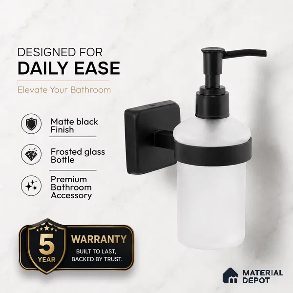 Liquid Soap Dispenser 9108-LSD Robiee Black Matt Finish SS 304 | 5 Years Warranty