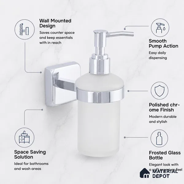 Liquid Soap Dispenser 9108-LSD Robiee Chrome Finish SS 304 | 5 Years Warranty