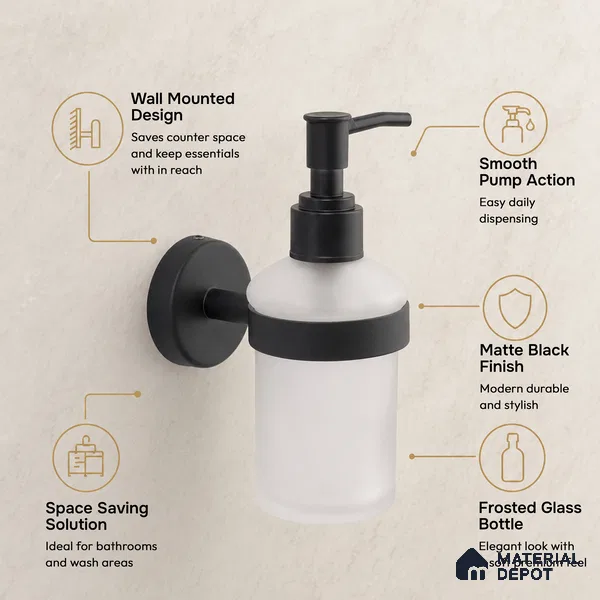 Liquid Soap Dispenser 9308-LSD Toucan Black Matt Finish SS 304 | 5 Years Warranty